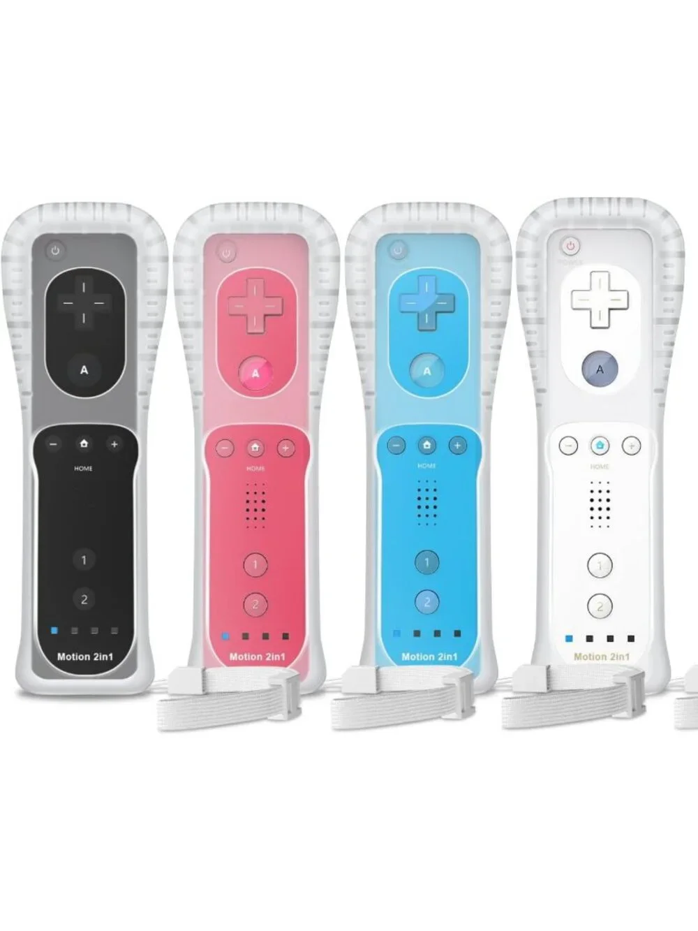 4-Pack Motion Plus Wii Remote Controllers with Silicone Cases - Gaming